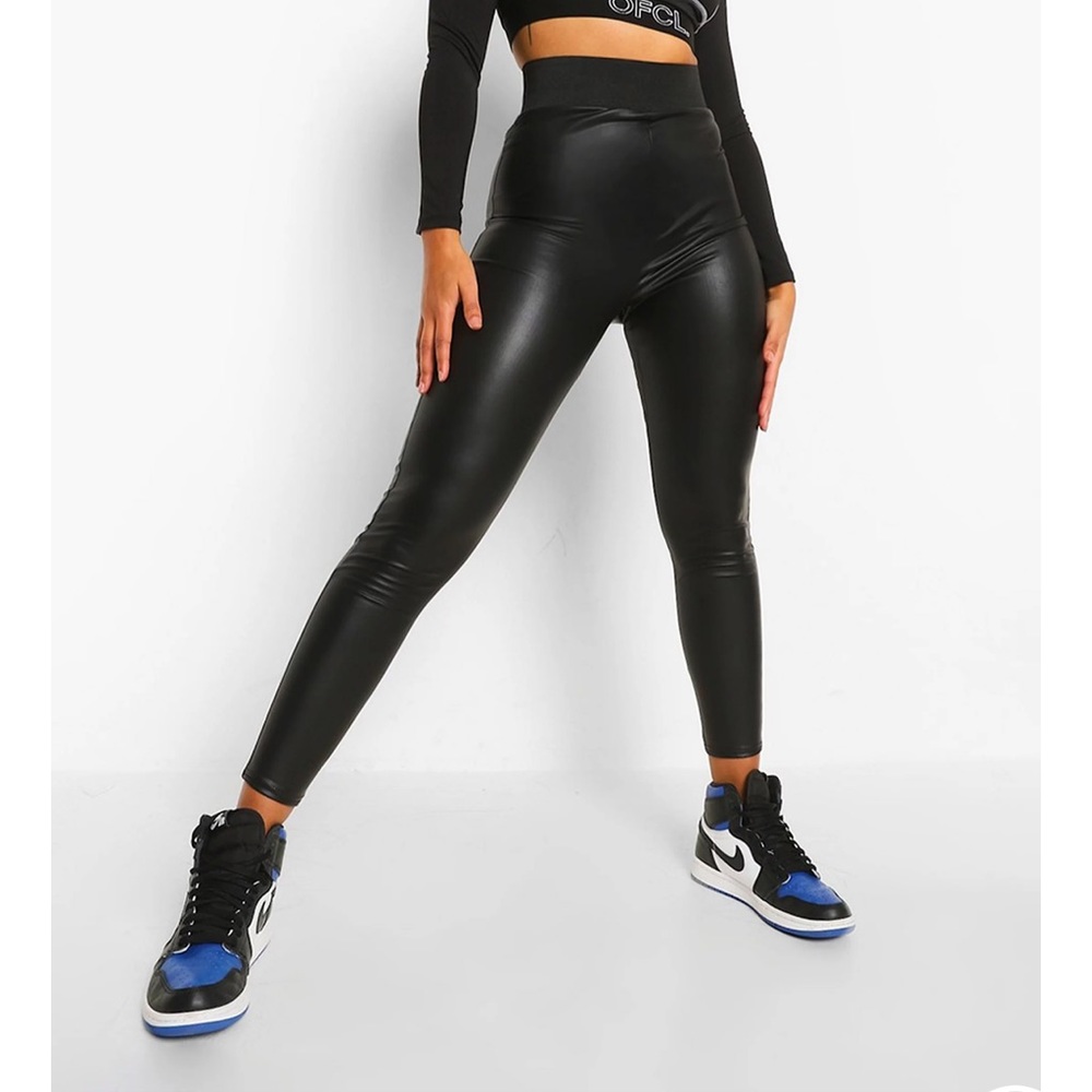 Waist Contour Faux Leather Leggings